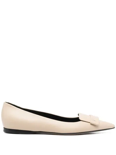 Sergio Rossi Sr1 3d-detail Leather Flats In Neutrals