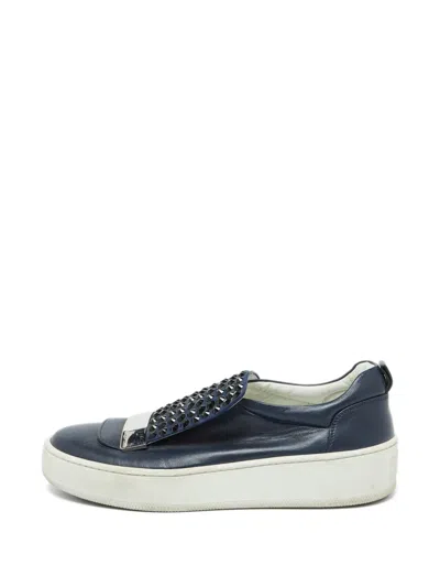 Pre-owned Sergio Rossi Sr1 Crystal-embellished Sneakers In Blue