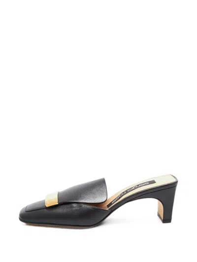 Pre-owned Sergio Rossi Sr1 Leather Mules In Black