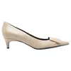 Sergio Rossi Beige Calfskin Mid Heel Pumps In Nude