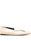 Sergio Rossi Square-toe Leather Loafers In Neutrals