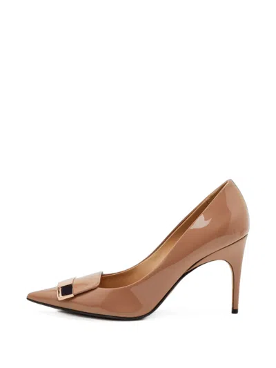 Pre-owned Sergio Rossi Sr1 Pointed-toe Pumps In Neutrals