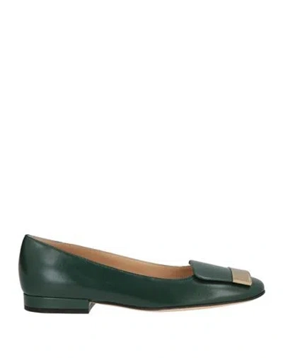 Sergio Rossi Sr1 Woman Ballet Flats Dark Green Size 6.5 Leather