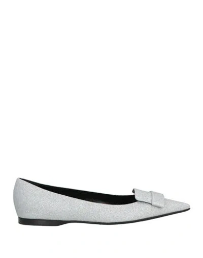Sergio Rossi Sr1 Woman Ballet Flats Silver Size 8 Textile Fibers