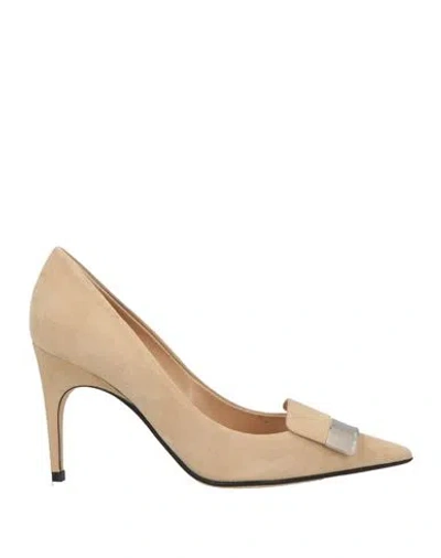 Sergio Rossi Sr1 Woman Pumps Beige Size 6 Leather In Gray