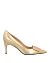 Sergio Rossi Sr1 Woman Pumps Gold Size 7.5 Leather In Gold