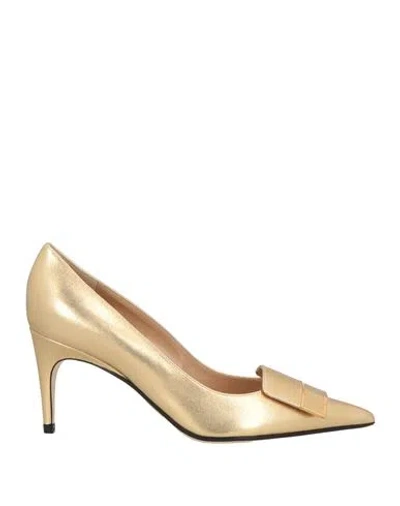 Sergio Rossi Sr1 Woman Pumps Gold Size 7.5 Leather