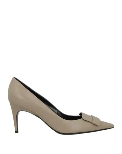 Sergio Rossi Sr1 Woman Pumps Taupe Size 8 Leather In Gray