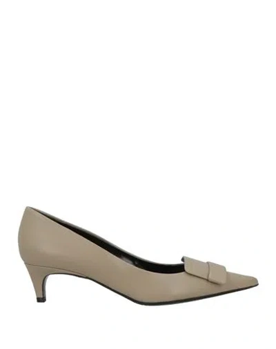 Sergio Rossi Sr1 Woman Pumps Taupe Size 8 Leather In Gray