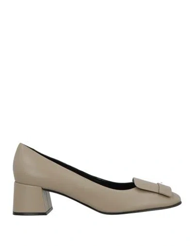 Sergio Rossi Sr1 Woman Pumps Taupe Size 8 Leather In Green