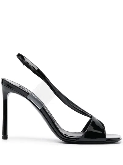 Sergio Rossi 105mm Open-toe Leather Sandals In Black