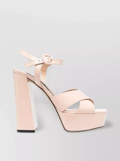 Sergio Rossi Strappy Block Heel Leather Sandals In Pastel