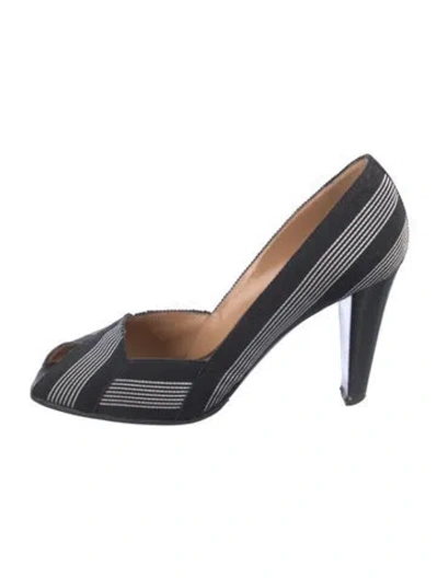 Pre-owned Sergio Rossi Striped D'orsay Pumps In Blue