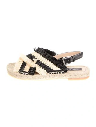 Pre-owned Sergio Rossi Striped Espadrilles In Black