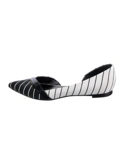 Pre-owned Sergio Rossi Striped Leather Trim Embellishment Flats In Multicolor