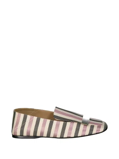 Sergio Rossi Striped Logo-plaque Loafers In Multi