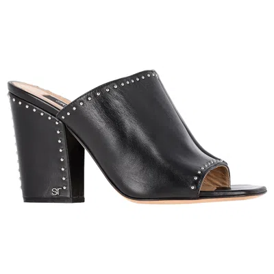 Sergio Rossi Studded Chunky Heels In Black Leather