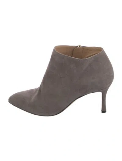 Pre-owned Sergio Rossi Suede Animal Print Boots In Gray
