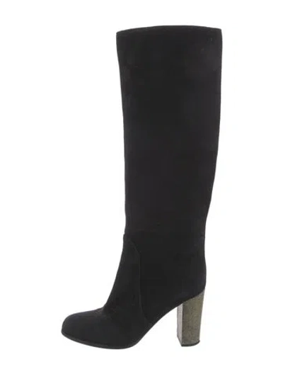 Pre-owned Sergio Rossi Suede Boots In Black