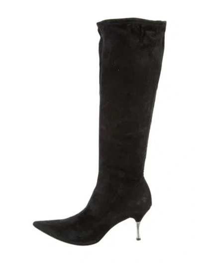 Pre-owned Sergio Rossi Suede Boots In Black