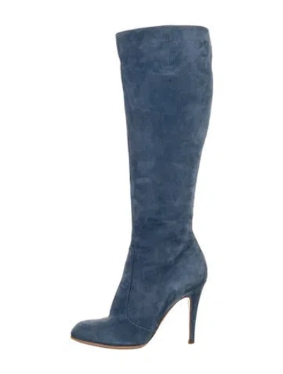 Pre-owned Sergio Rossi Suede Boots In Blue