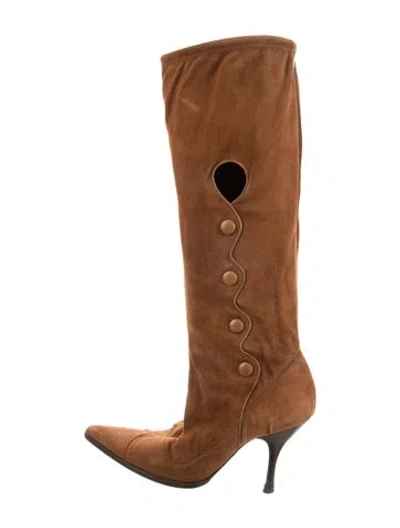 Pre-owned Sergio Rossi Suede Boots In Brown