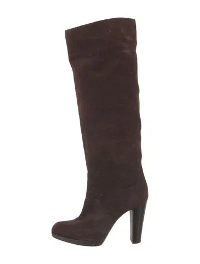 Pre-owned Sergio Rossi Suede Boots In Brown