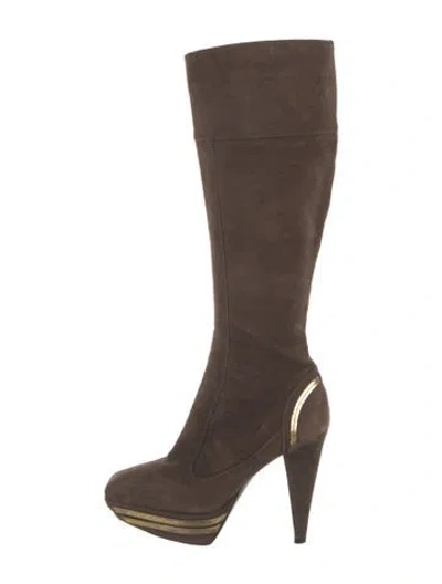 Pre-owned Sergio Rossi Suede Boots In Brown
