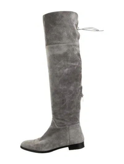 Pre-owned Sergio Rossi Suede Boots In Grey