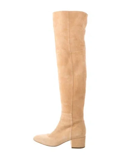 Pre-owned Sergio Rossi Suede Boots In Neutral