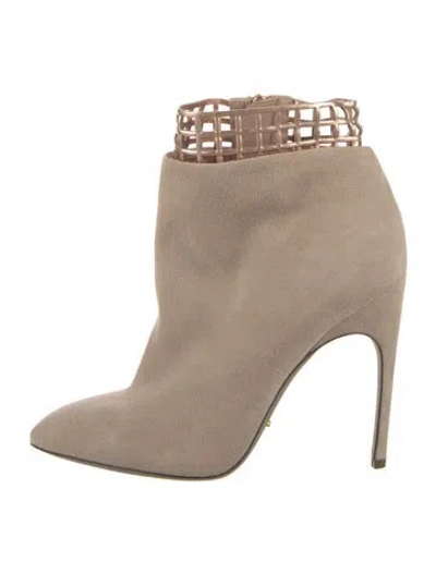 Pre-owned Sergio Rossi Suede Boots In Neutral