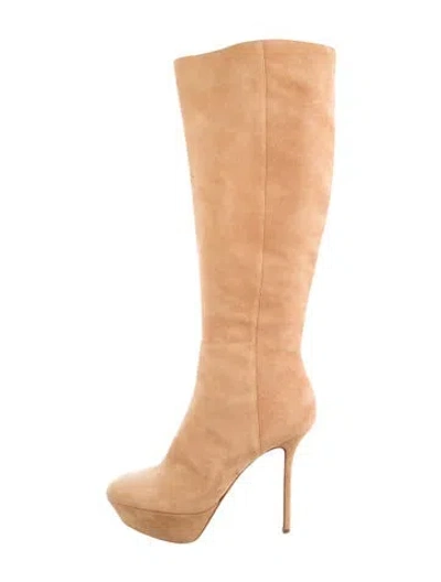 Pre-owned Sergio Rossi Suede Boots In Neutrals