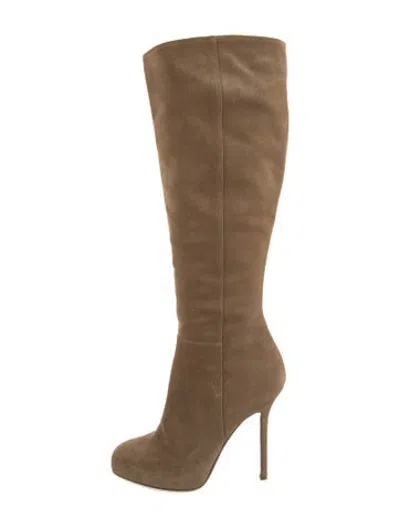 Pre-owned Sergio Rossi Suede Boots In Neutrals