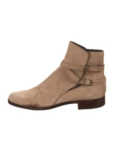 Pre-owned Sergio Rossi Suede Chelsea Boots In Neutral
