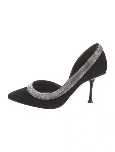 Pre-owned Sergio Rossi Suede Colorblock Pattern D'orsay Pumps In Black