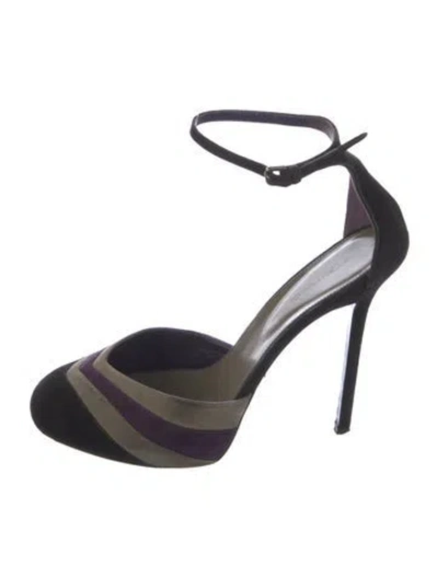 Pre-owned Sergio Rossi Suede Colorblock Pattern Pumps In Blue