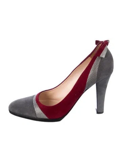 Pre-owned Sergio Rossi Suede Colorblock Pattern Pumps In Red
