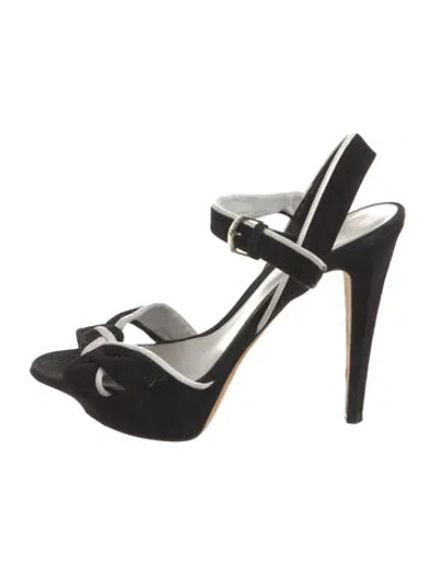 Pre-owned Sergio Rossi Suede Colorblock Pattern Slingback Pumps In Black