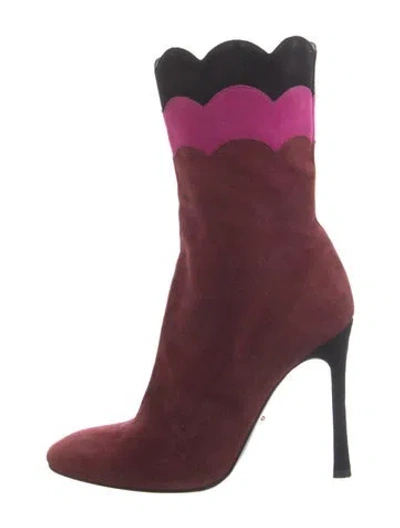 Pre-owned Sergio Rossi Suede Colorblock Pattern Sock Boots