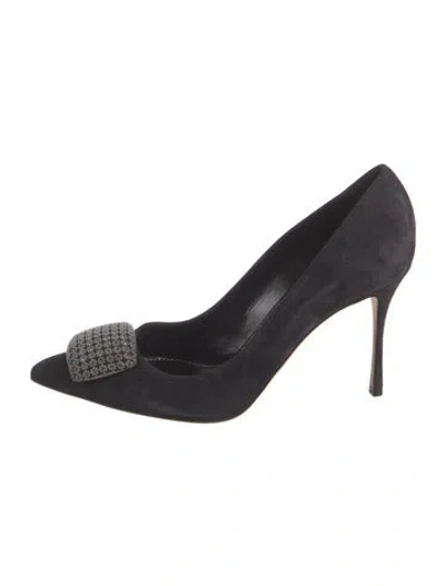 Pre-owned Sergio Rossi Suede Crystal Embellishments Pumps In Black