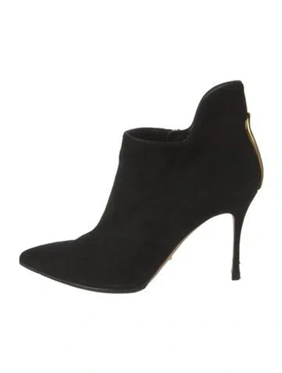 Pre-owned Sergio Rossi Suede Cutout Accent Boots In Black