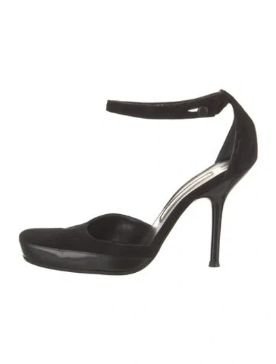 Pre-owned Sergio Rossi Suede D'orsay Pumps In Black