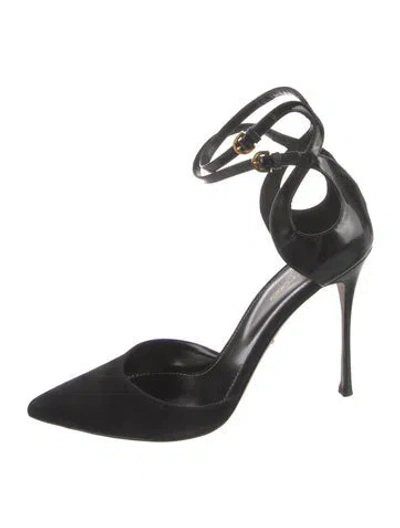 Pre-owned Sergio Rossi Suede D'orsay Pumps In Black