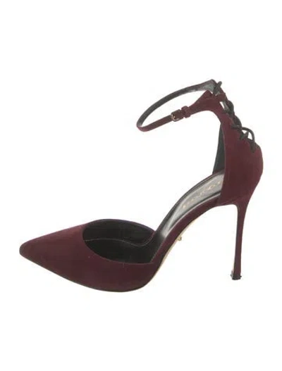Pre-owned Sergio Rossi Suede D'orsay Pumps In Burgundy