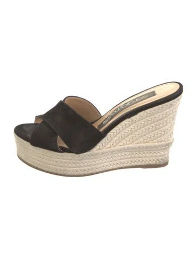 Pre-owned Sergio Rossi Suede Espadrilles In Black