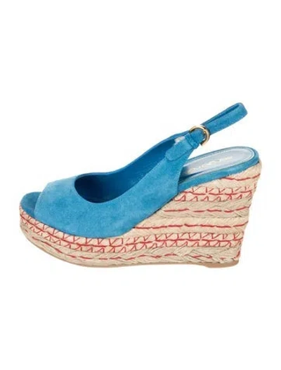 Pre-owned Sergio Rossi Suede Espadrilles In Blue