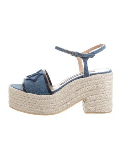 Pre-owned Sergio Rossi Suede Espadrilles In Blue/neutrals