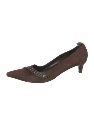Pre-owned Sergio Rossi Suede Flats In Brown