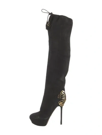 Pre-owned Sergio Rossi Suede Lace-up Boots In Black