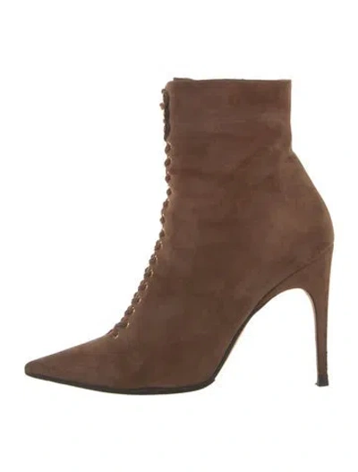 Pre-owned Sergio Rossi Suede Lace-up Boots In Neutrals